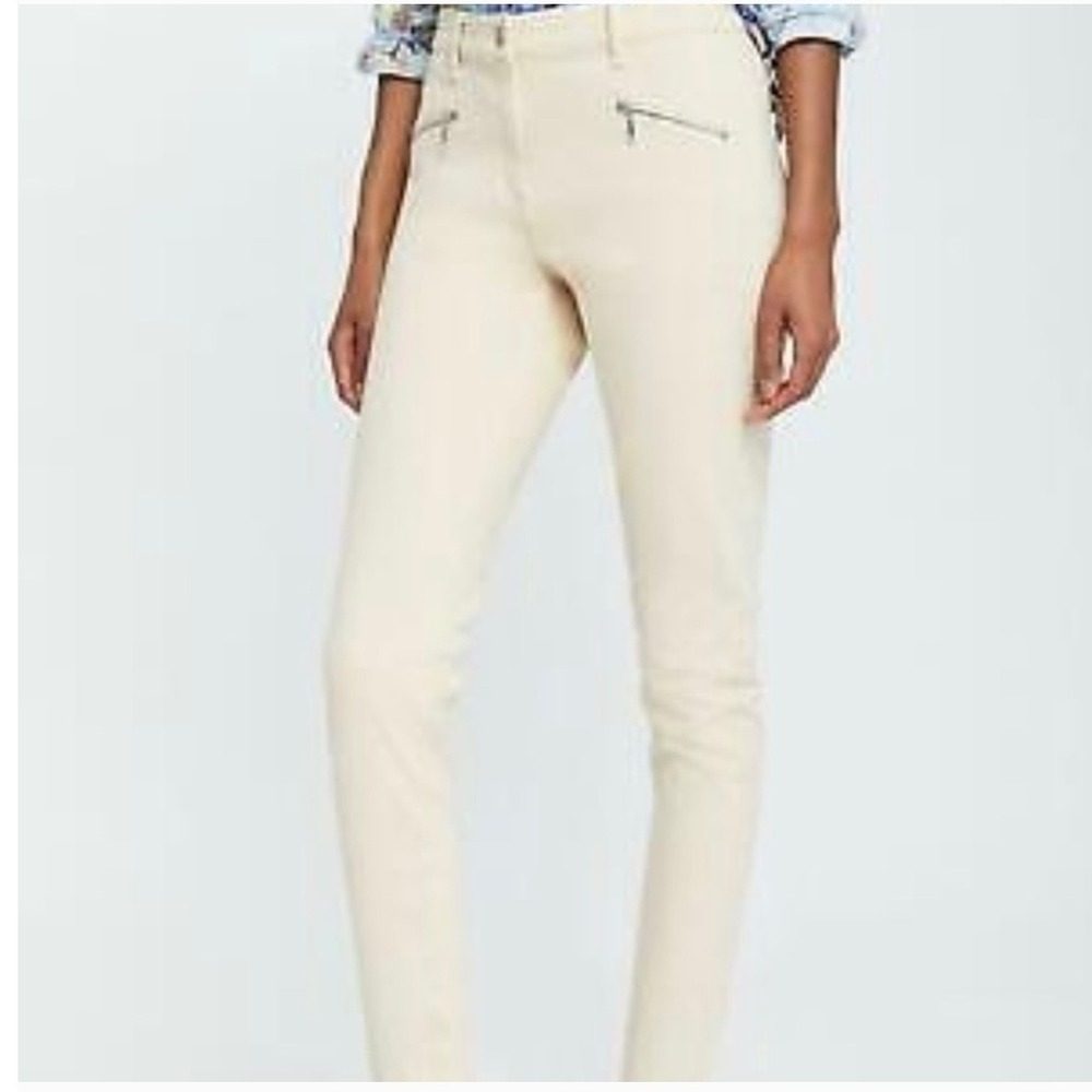 J. McLaughlin NWT Baxter Pants‎ Size 6 Raw Beige Zipper Ankle Pockets Slim Fit